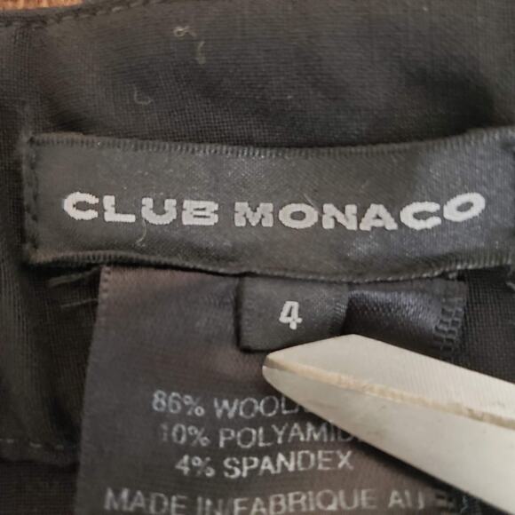 Club Monaco Black Pleated Wool Blend Stretch A-Line Banded Waist Midi Skirt 4 - Picture 7 of 10